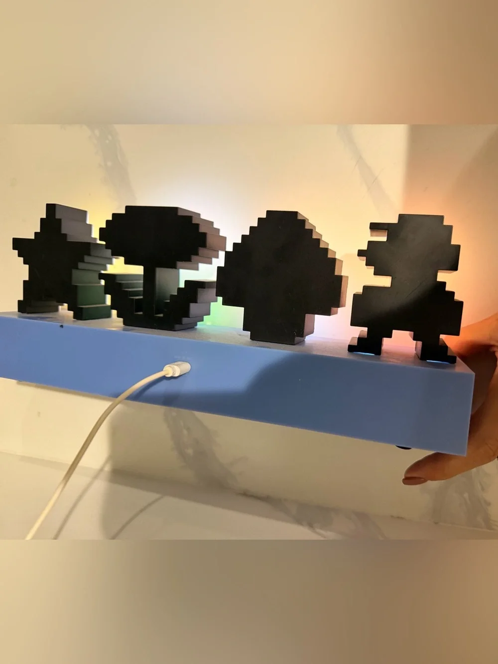 Nintendo Super Mario Pixel Icon LED Display - Blue Base